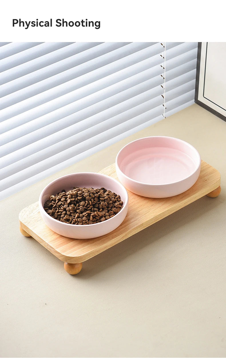 Elevated Ceramic Cat & Dog Bowl with Stand – 2-in-1 Food and Water Feeder