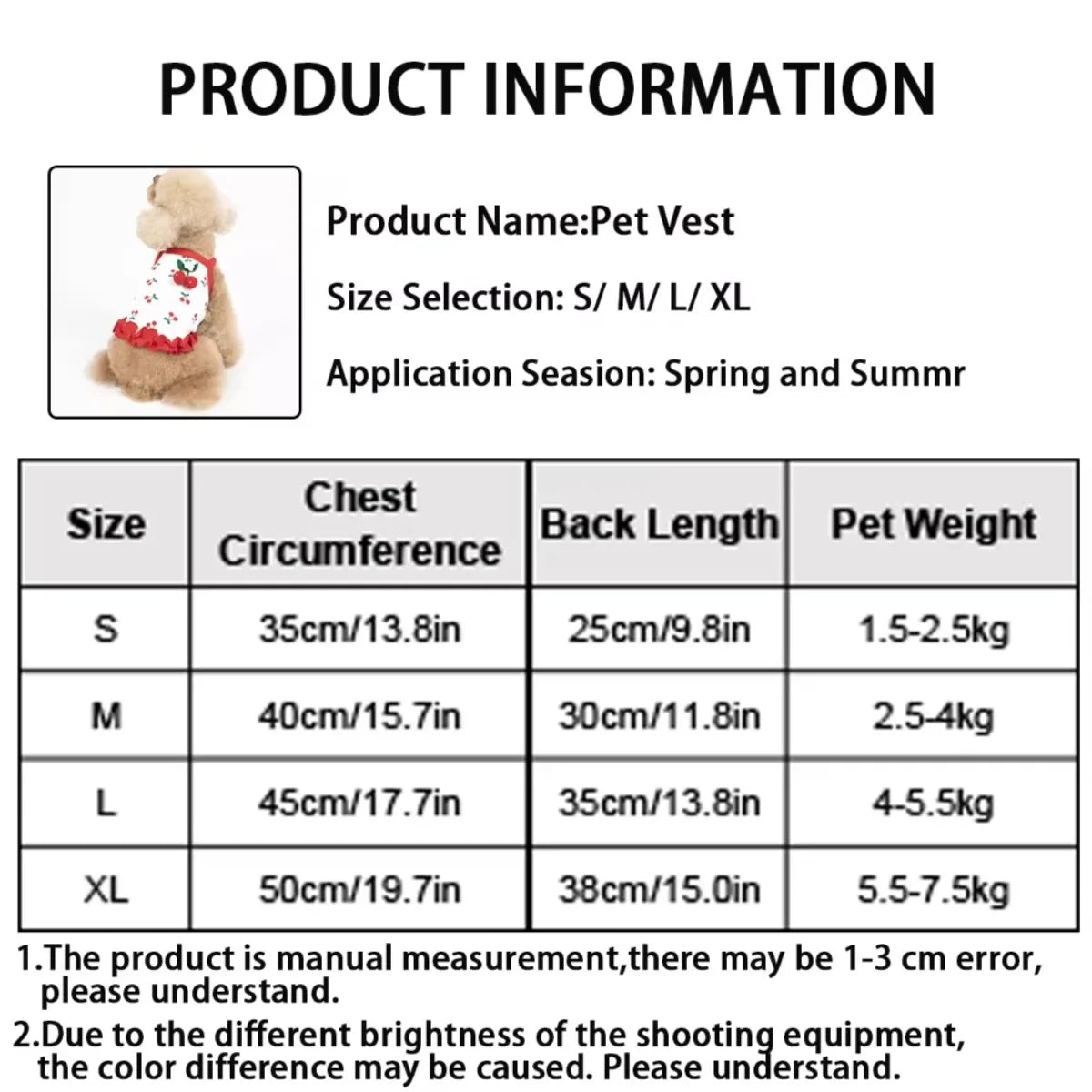 Cherry Print Cooling Vest for Small Dogs and Cats