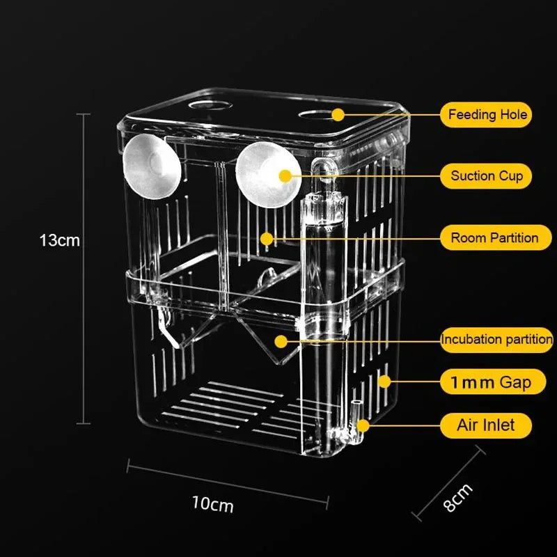 Acrylic Fish Breeding Isolation Box with Double Compartments