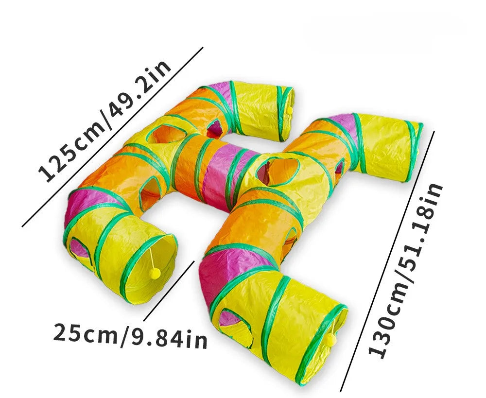 Foldable Cat Play Tunnel with S-Shaped Design