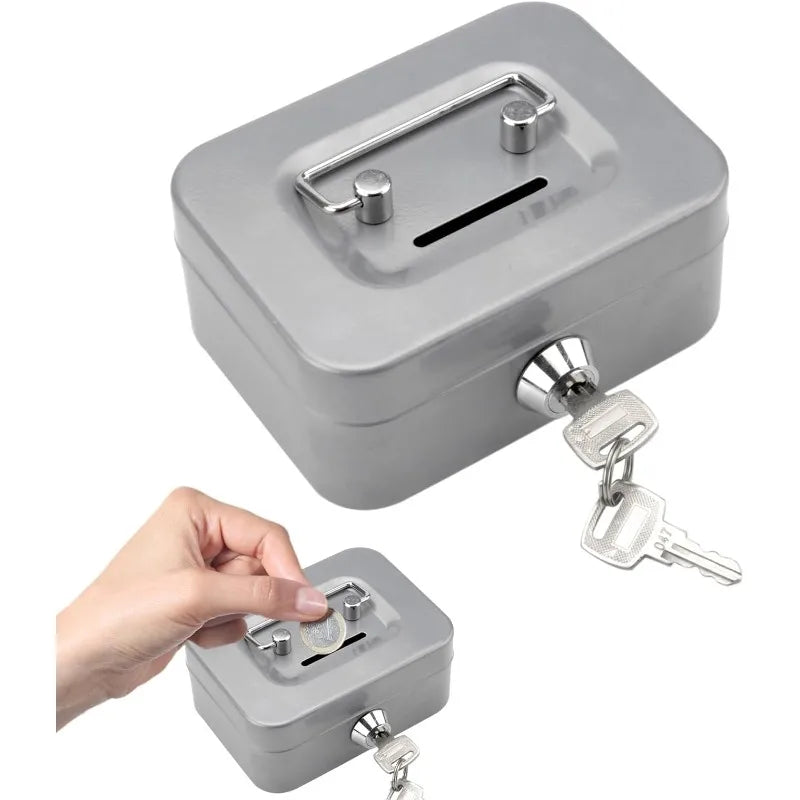 Portable Metal Money Safe Box with Key Lock