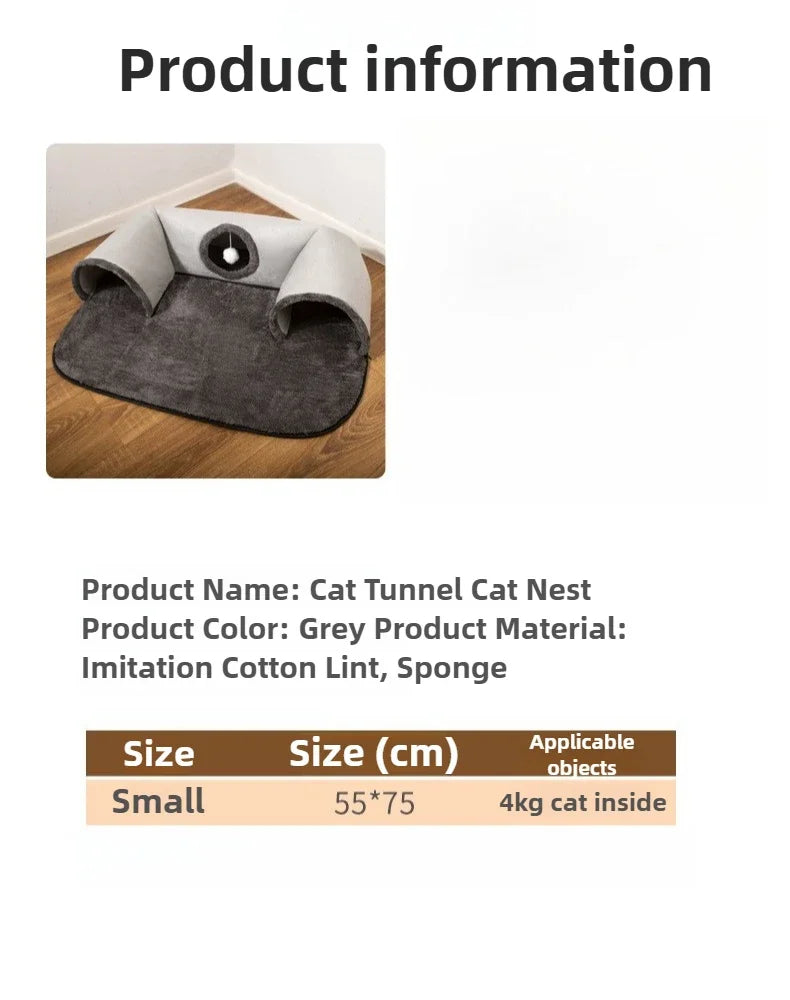 U-Shaped Tunnel Cat Bed with Removable Washable Cover