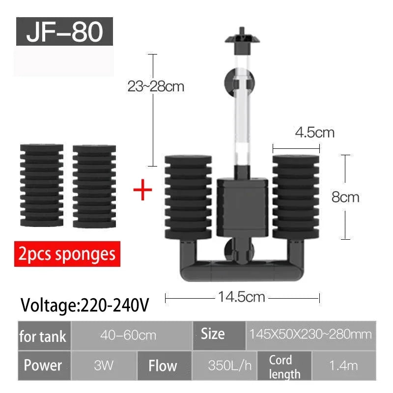 Filtre Submersible 3-en-1 Silencieux pour Aquarium