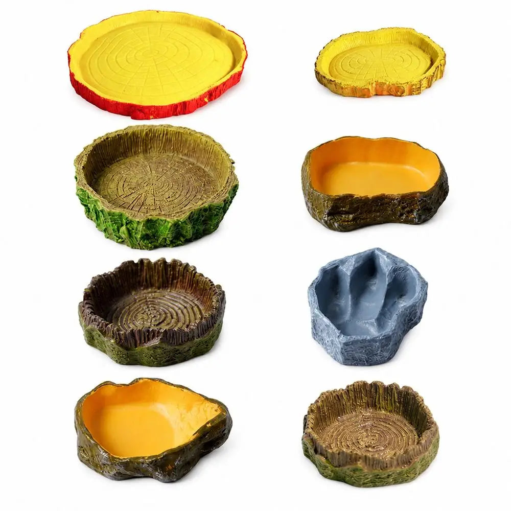 Natural Tree Stump Reptile Feeding and Water Bowl