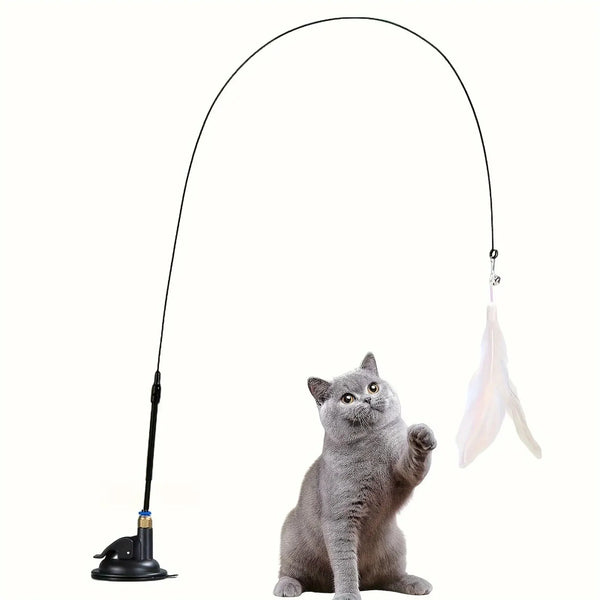 Interaktiver Katzenspielstab mit Feder und Glocke