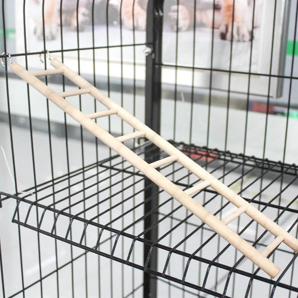 Wooden Bird Ladder with Swing and Perch for Parrots
