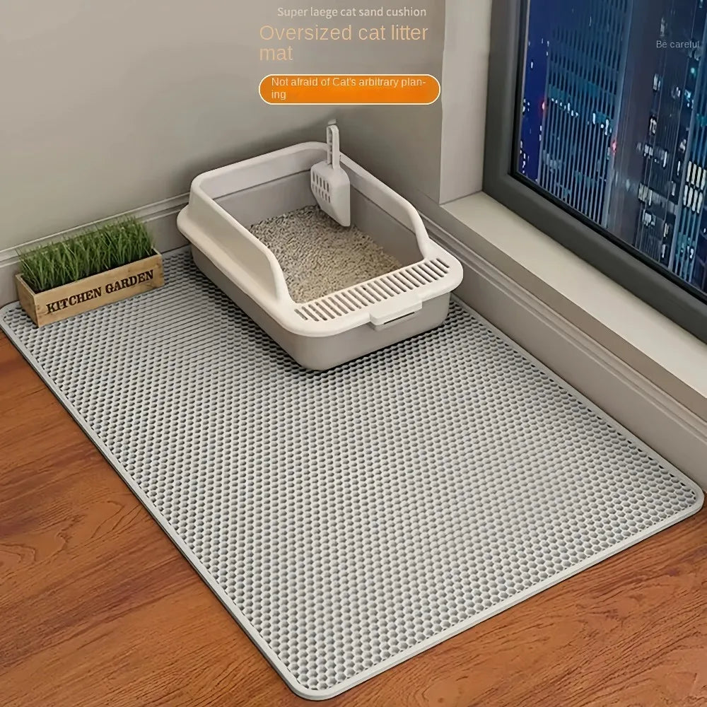 Double-Layer Waterproof Cat Litter Mat with Non-Slip Backing