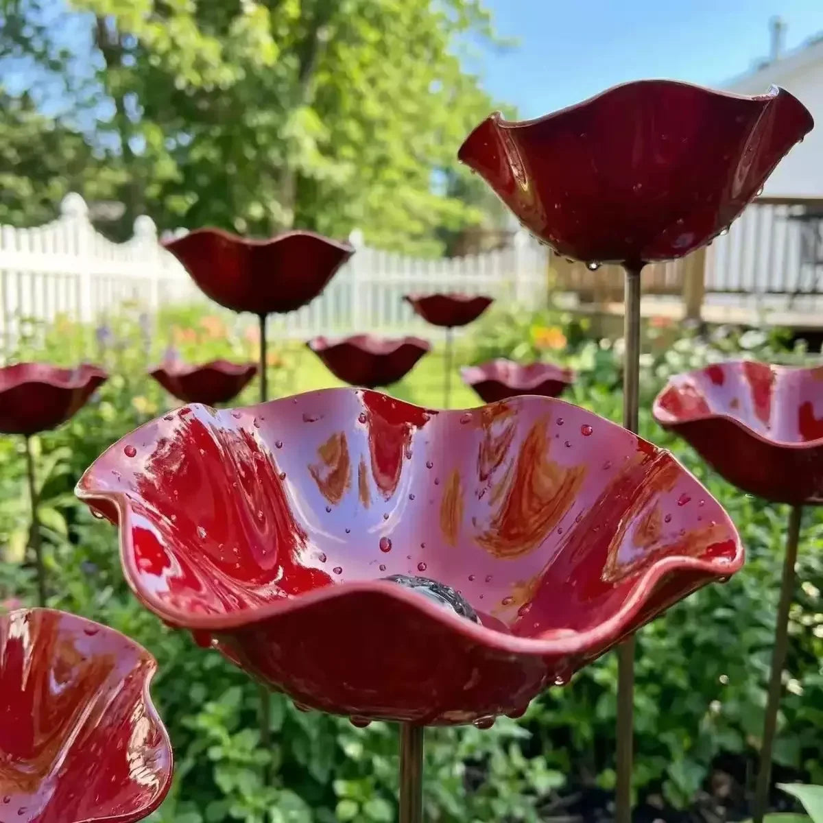 Decorative Flower Bird Feeder and Waterer for Garden