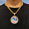 Custom Photo Medallion Pendant Necklace in 18k Gold Finish