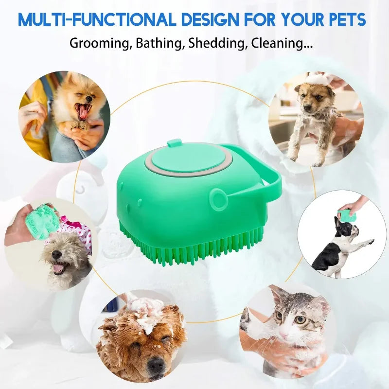 Pet Bathing Massage Brush with Soft Silicone Bristles