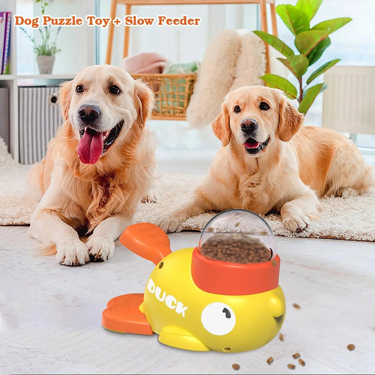 Interactive Treat Dispenser Dog Toy – Cute Yellow Duck Puzzle Feeder