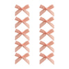 A set of ten pink ribbon bow hair clips for girls arranged vertically.