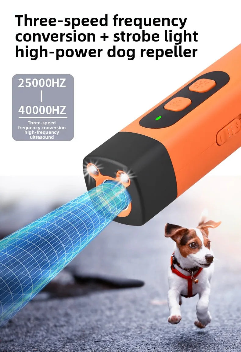 Rechargeable Ultrasonic Dog Deterrent with LED Flashlight