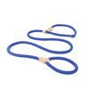 Blue heavy duty slip lead dog leash with an adjustable stopper.