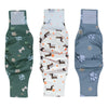Reusable dog belly bands for training and protection in green, white, and gray colors