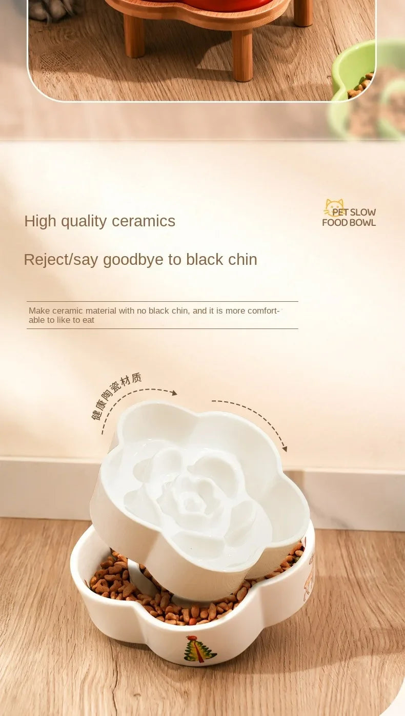 Ceramic Slow Feeder Bowl for Cats and Small Dogs