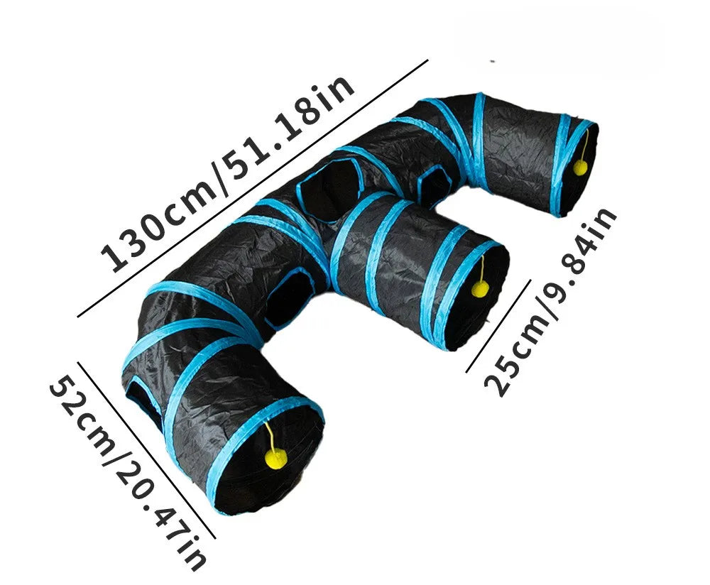 Foldable Cat Play Tunnel with S-Shaped Design