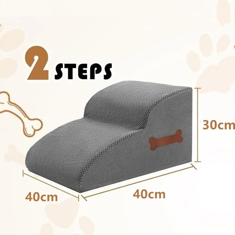 Graue, verstellbare Treppe für Hunde und Katzen mit Maßen