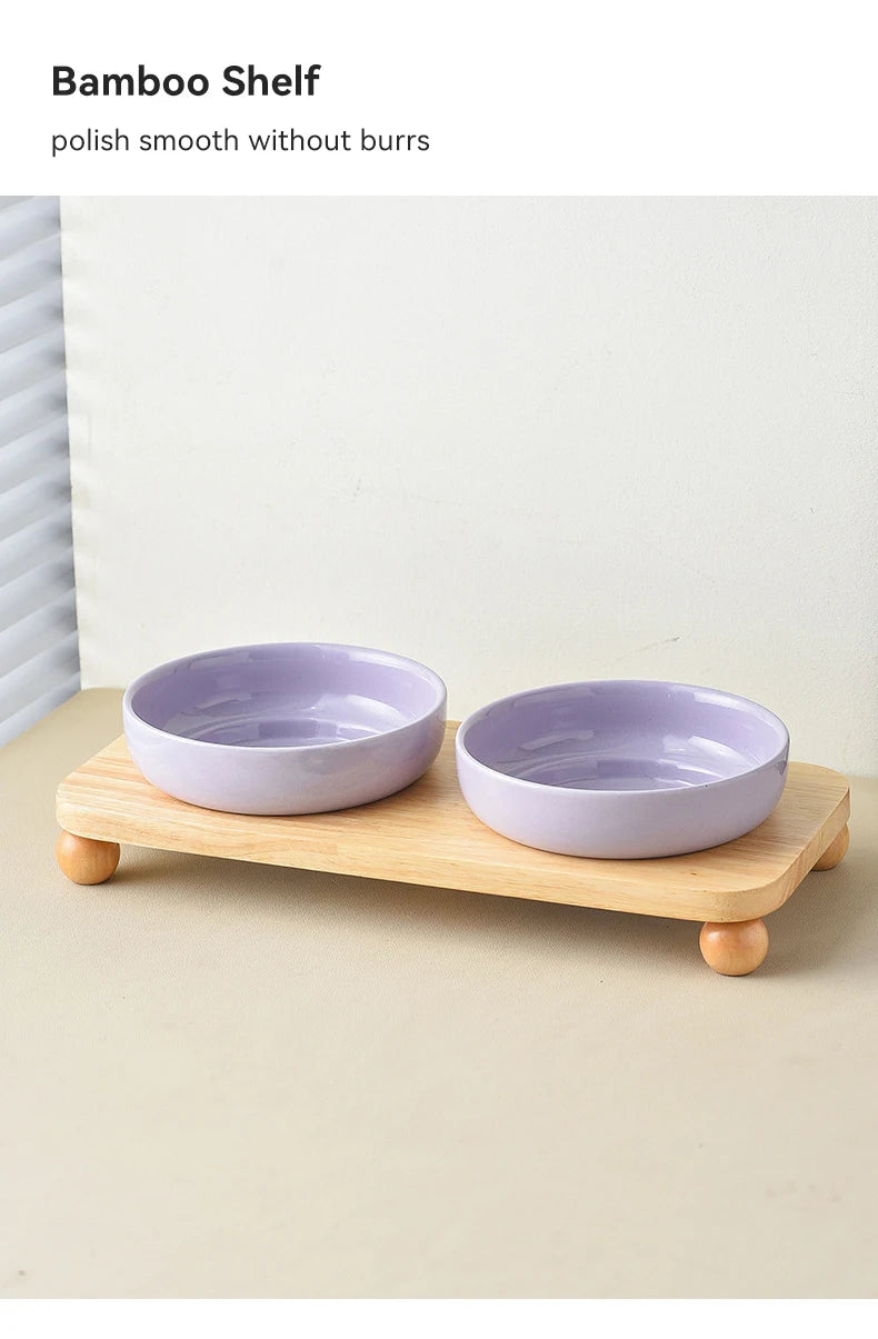 Elevated Ceramic Cat & Dog Bowl with Stand – 2-in-1 Food and Water Feeder