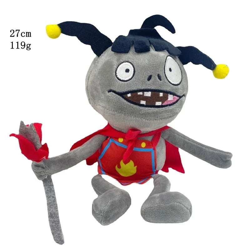 A plush toy of the Plants vs. Zombies Gargantuar with black hair, gray body, and red accents.