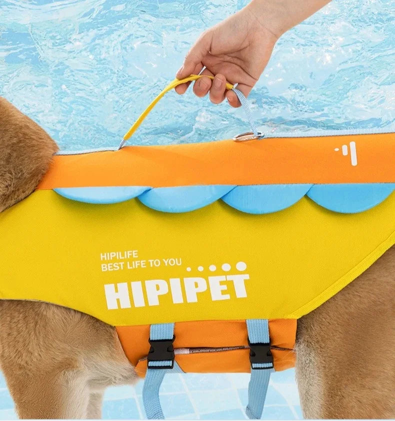 Adjustable Dog Life Jacket with Reflective Trim for Swimming and Water Safety