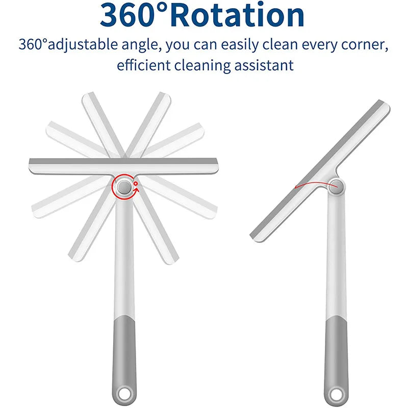 360° Rotating Shower Squeegee with Silicone Holder