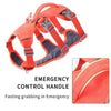 Orange padded dog harness with a gray emergency control handle