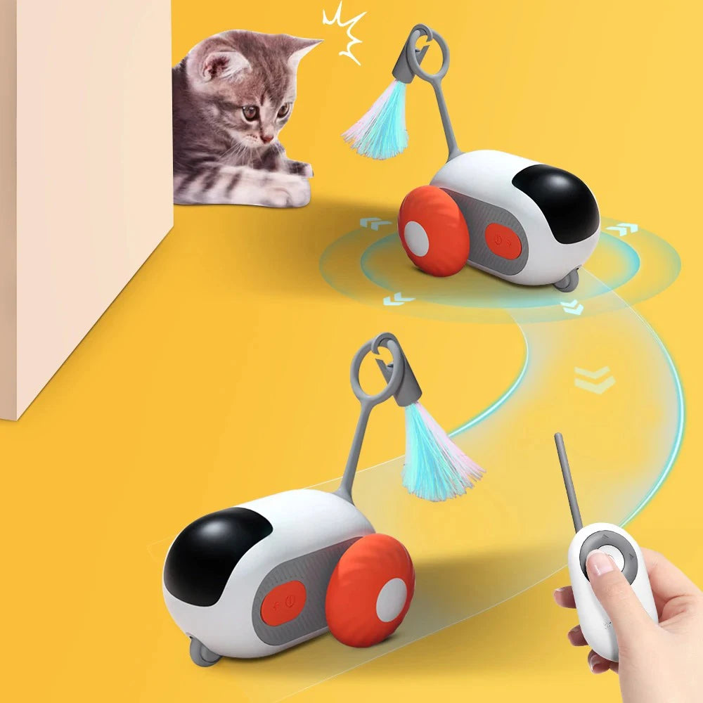 Interactive Smart Cat Toy Car with Remote Control