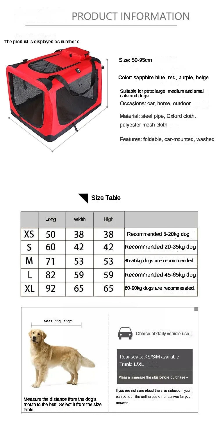 Transportín Plegable para Mascotas con Interior Acolchado