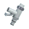 A gray pool hose adapter kit featuring a plunger valve and wall mount for connecting hoses.