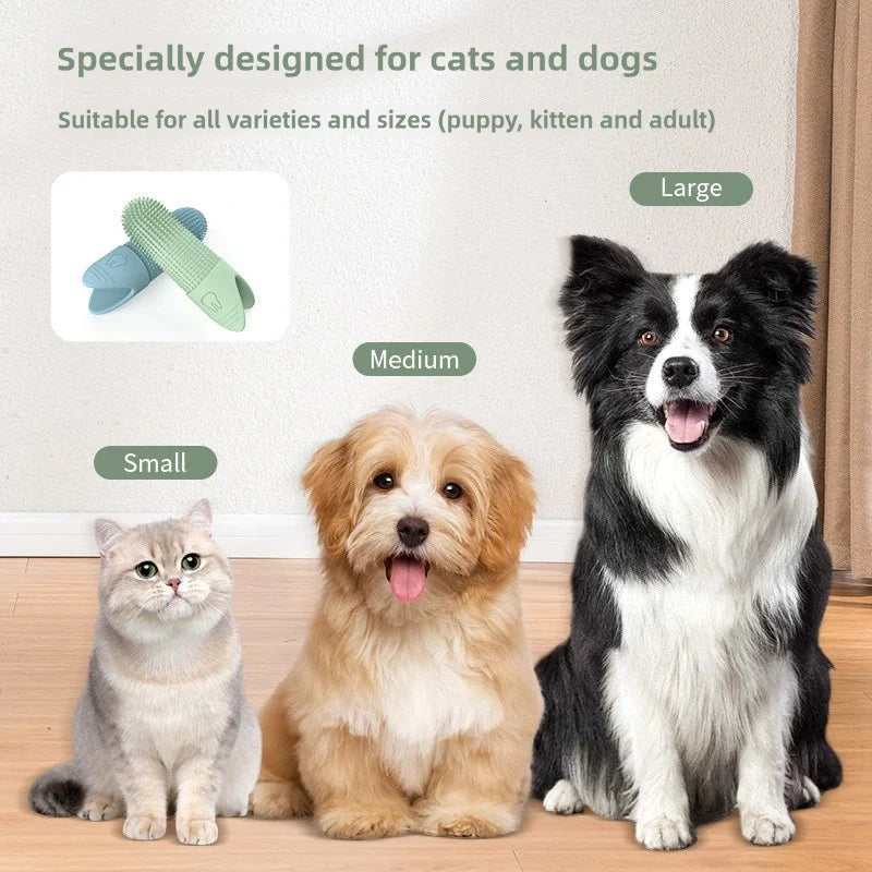 Brosse à dents en silicone 360° pour doigts, pour chiens et chats