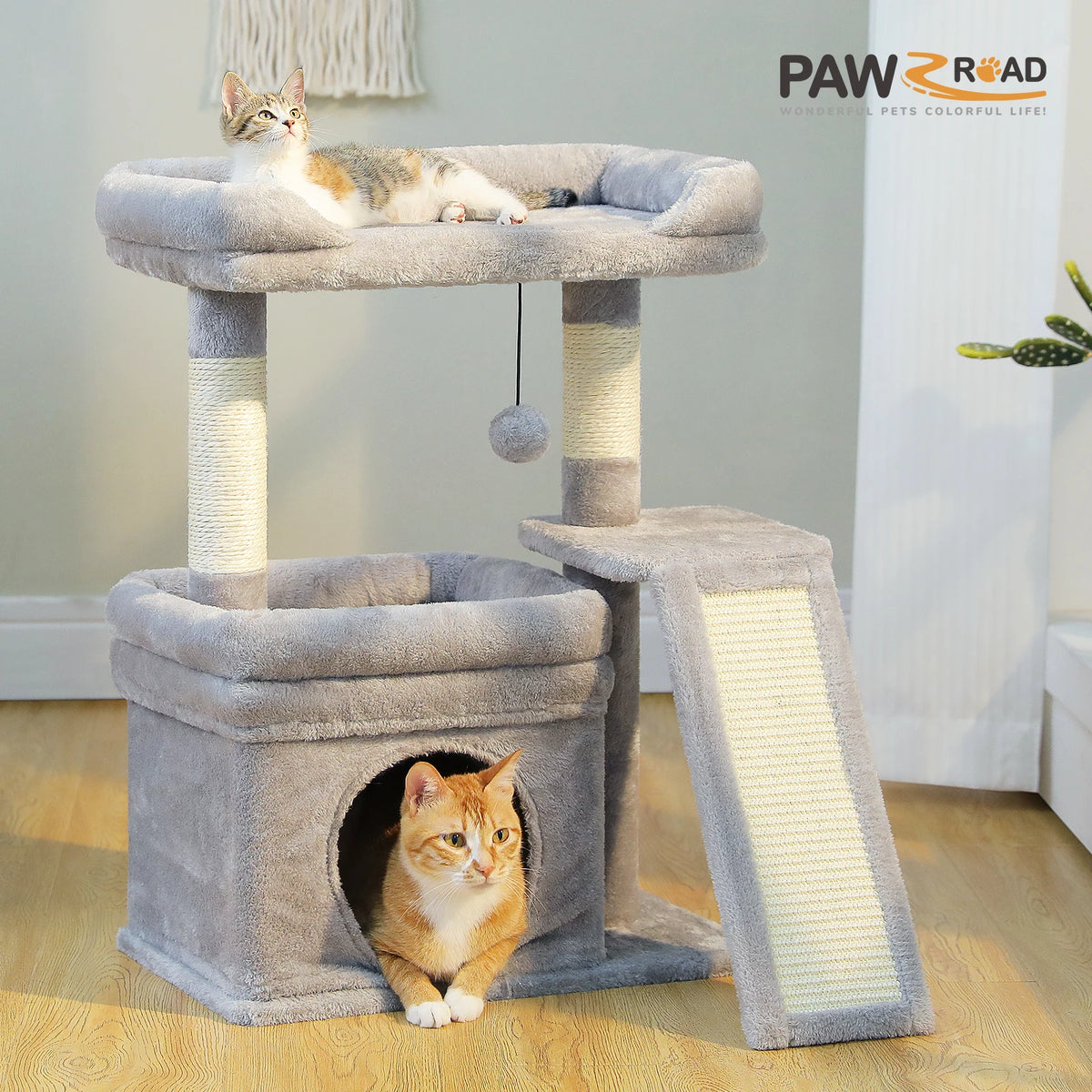 Compact Cat Tree Tower with Sisal Scratching Posts and Cozy Perches