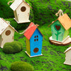 Unfinished Wooden Bird House Kit with Hemp Rope for DIY Painting