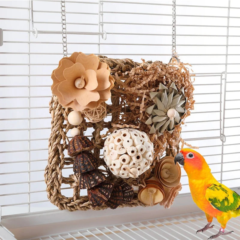 Natural Seagrass Foraging Mat and Climbing Wall for Small Birds