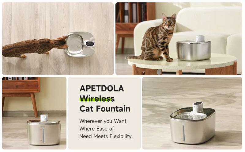 Fuente de Agua Inalámbrica para Gatos con Sensor