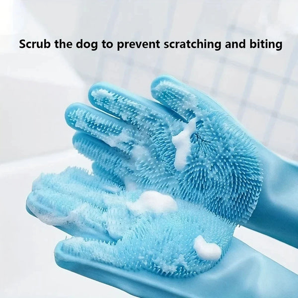 Silicone Pet Grooming Cleaning Gloves for Deshedding