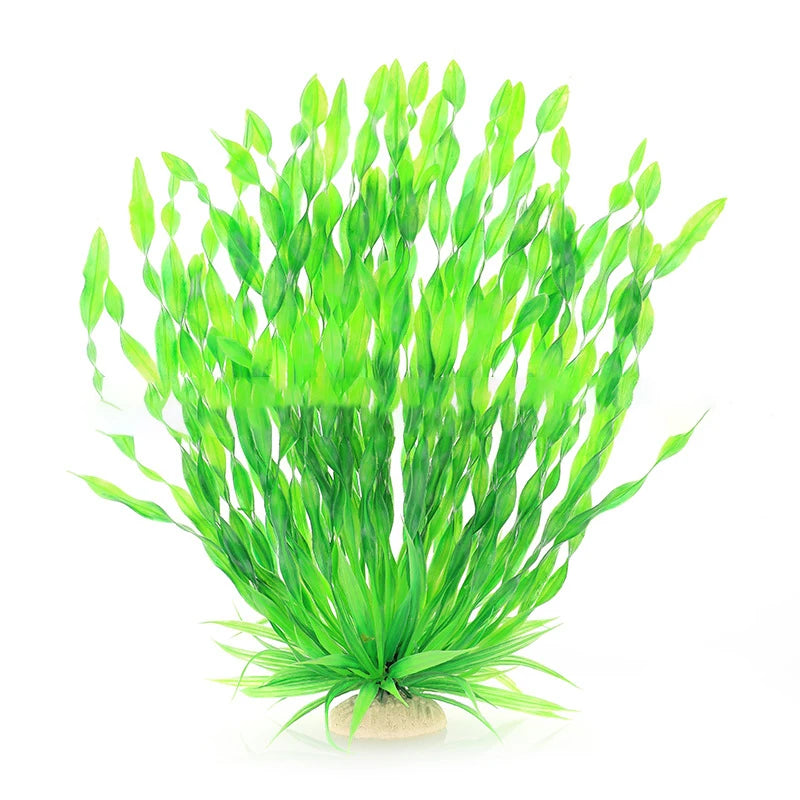 Artificial Aquarium Plants with Ceramic Base – Realistic Green Decor for Fish Tanks