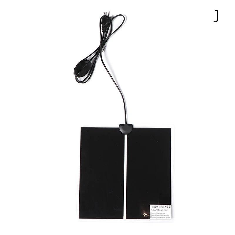 Schwarze, verstellbare Heizmatte für Haustiere mit Kabel, für Reptilien und Amphibien.