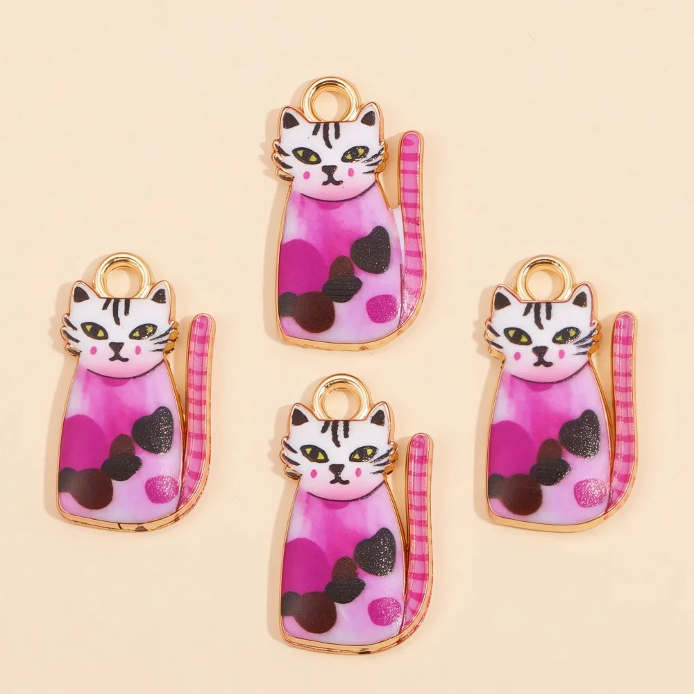 Colorful Cartoon Cat & Animal Enamel Charms for DIY Jewelry Making
