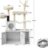 2-in-1 Cat Tree with Hidden Litter Box Enclosure, White