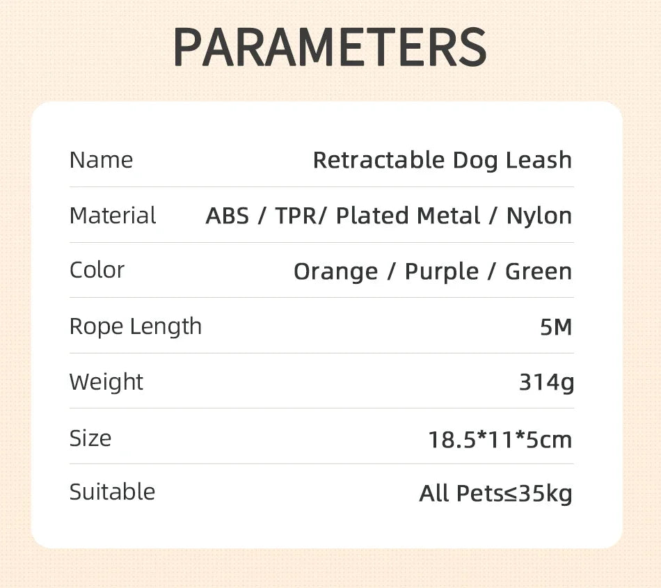 Retractable Dog Leash with LED Light