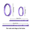 Purple adjustable pheromone collar for cats and dogs with various sized straps and bar