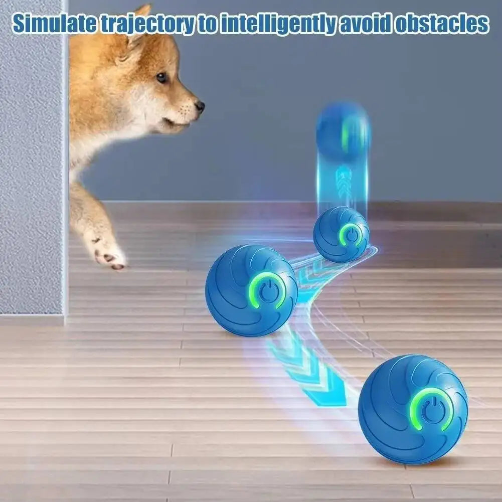 A simulation showing a dog's trajectory to intelligently avoid obstacles using an interactive pet ball.