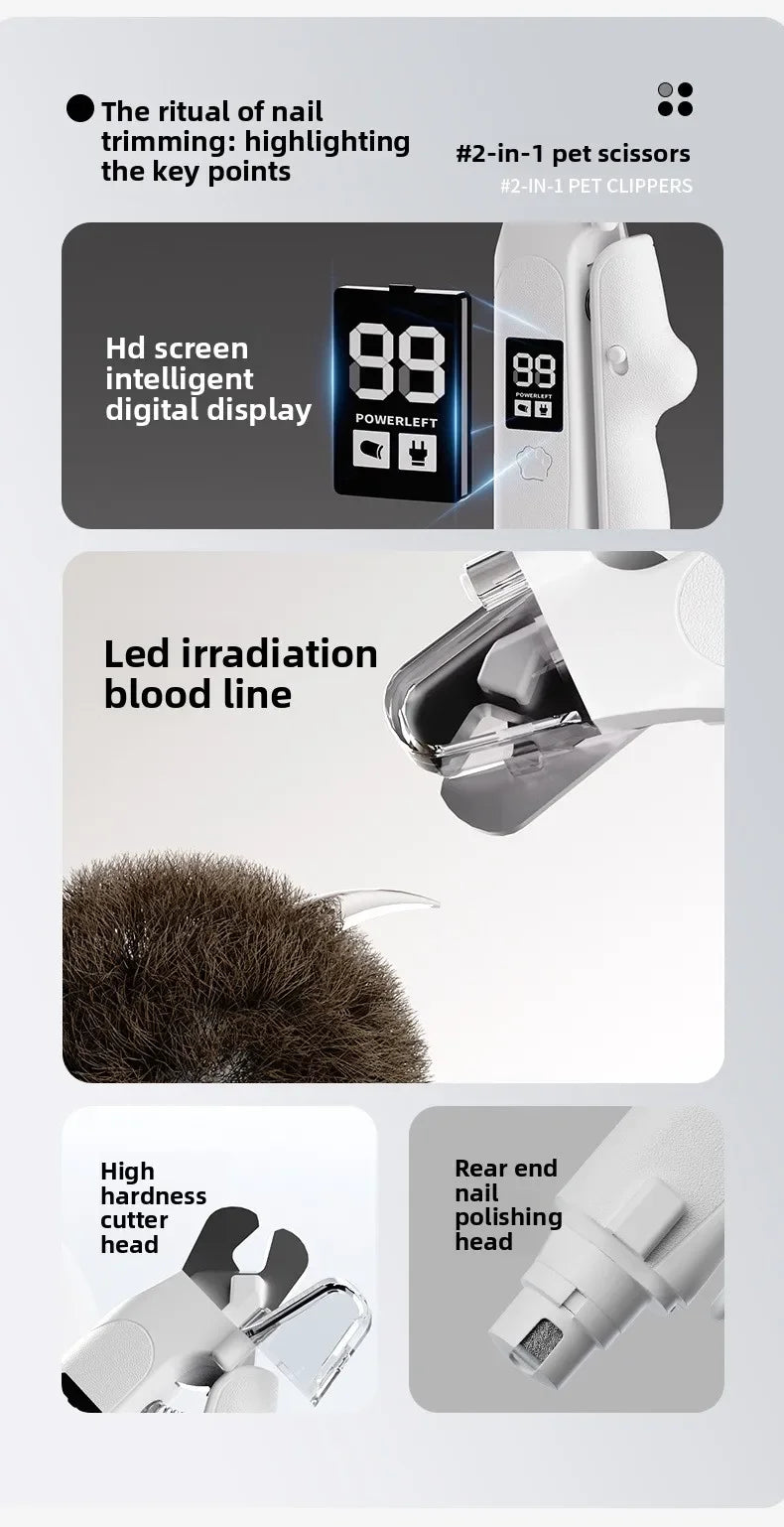 2-in-1 Pet Nail Clipper and Grinder with LED Light