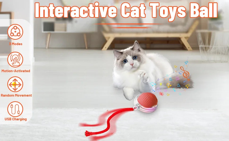 Automatic Interactive Rolling Cat Toy with Bird Sounds