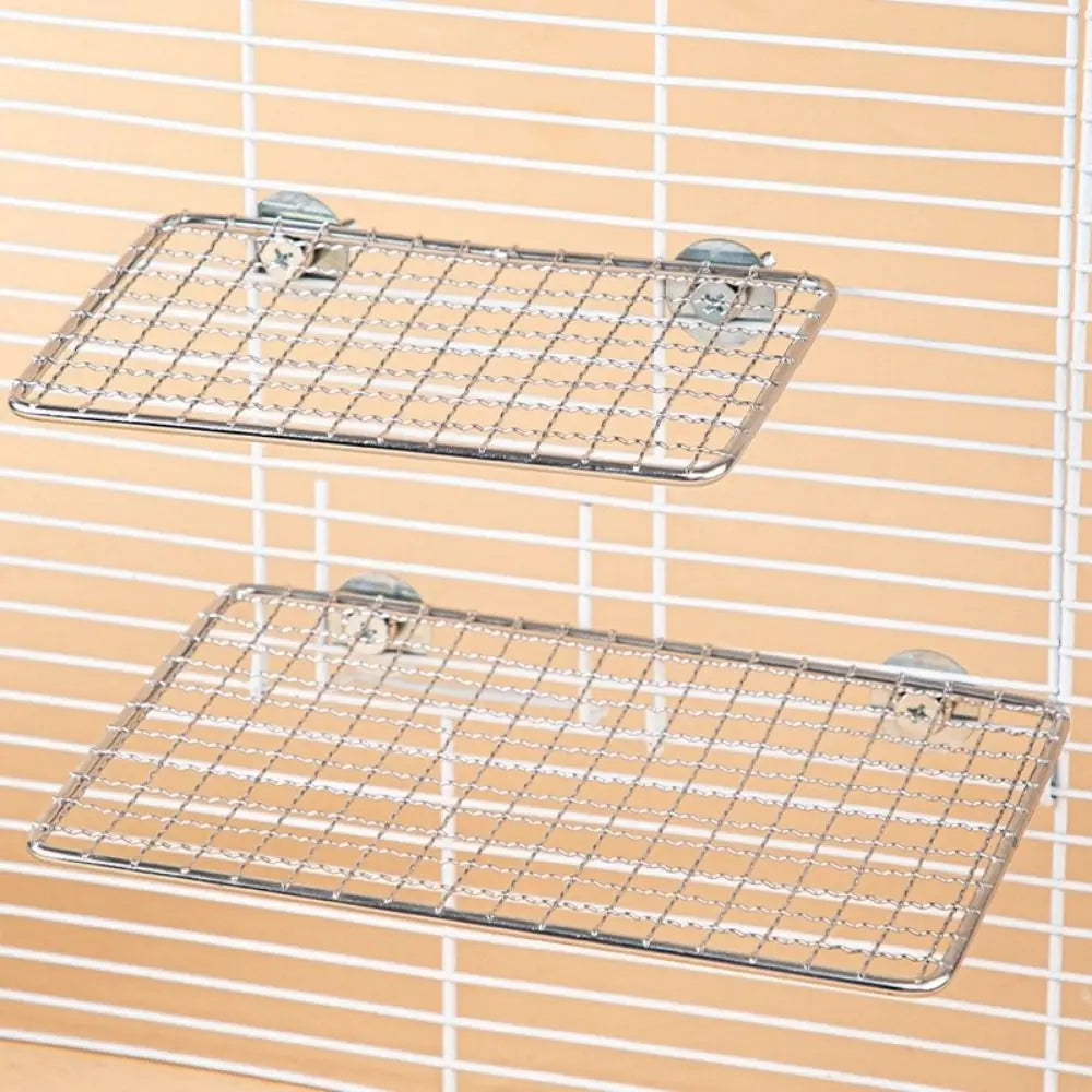 Stainless Steel Bird Perch Platform with Secure Cage Mount