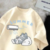 Camiseta Gráfica de Gato Japonés