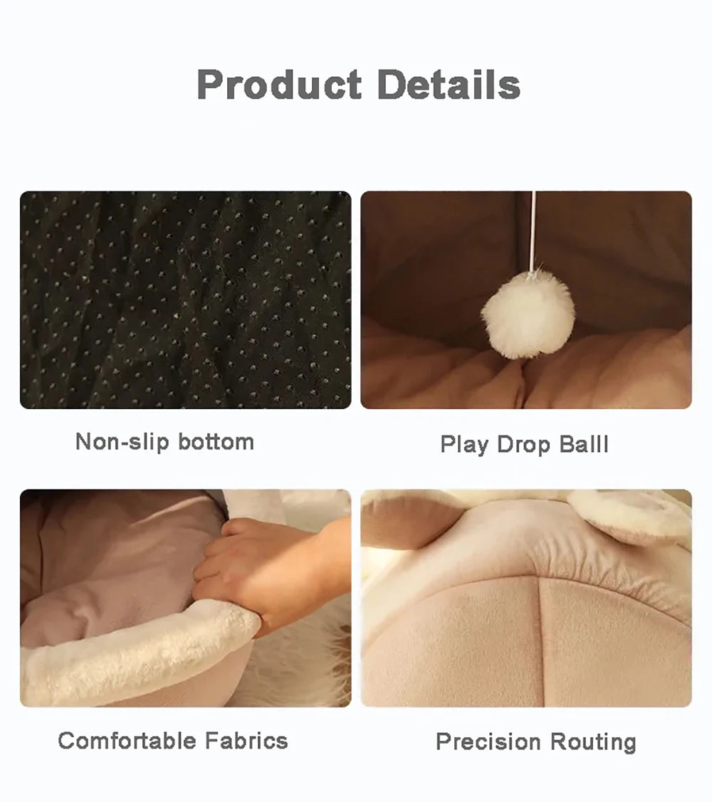 Self-Warming Cotton Tent Bed for Cats and Small Dogs
