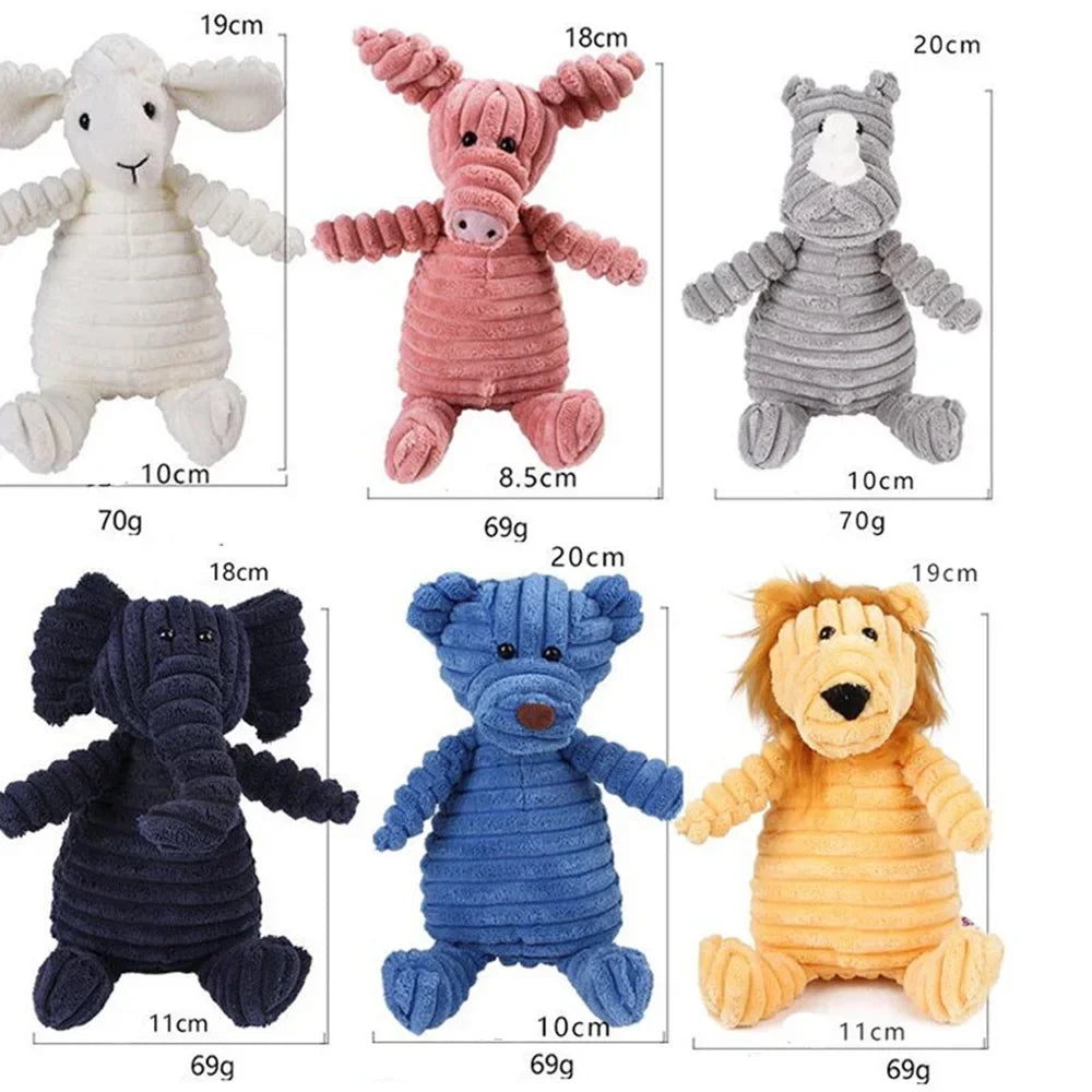 Corduroy Squeaky Plush Dog Toy - Bite-Resistant Animal Shapes