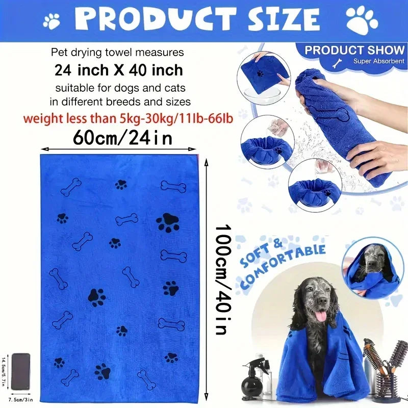Ultra-Soft Quick-Dry Pet Bath Towel for Dogs and Cats